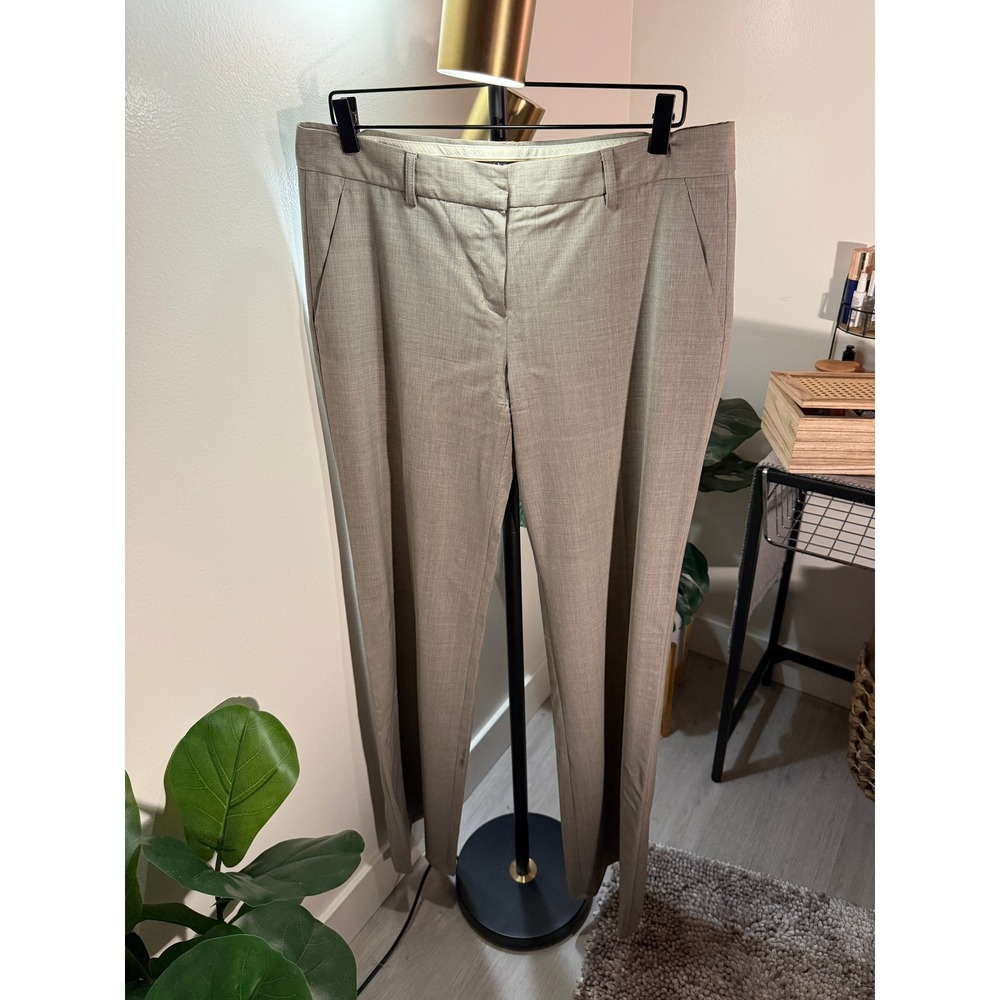 Theory Dress Pants‎ Emery Tailor Wool Blend Straight Leg gray taupe 12